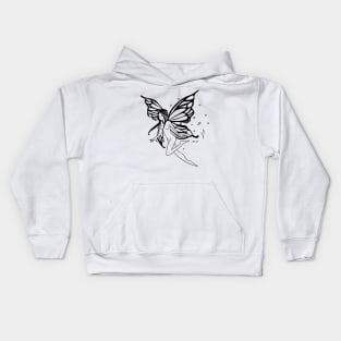 fairy with butterfly wings in black outline Kids Hoodie